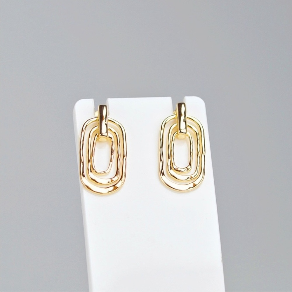 Articulated 3 Oval Hammered Rings 18K Gold S925